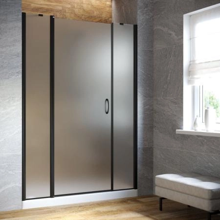 Душевая дверь Vegas-glass EP-2F LUX 185 02М 10 L, профиль черный матовый, стекло сатин