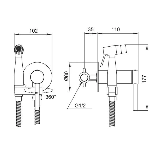 Гигиенический душ GAPPO G7206 со смесителем, хром