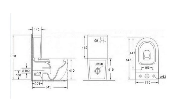Унитаз напольный ESBANO ALAGON-C черный матовый безободковый напольный 640x385x825