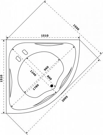 Ванна акриловая Azario Азура 150х150 угловая АЗВ0001