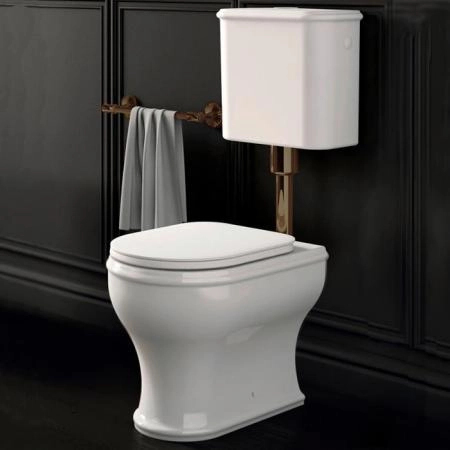 Azzurra Charme Унитаз напольный 52x40 см, 3L Water Saving, слив универсальный, сиденье микролифт, с креплением VFV, цвет: Bianco lucido/бронза