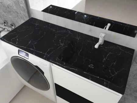 Раковина над стиральной машиной Marko Марсал 120 правая, черный мрамор