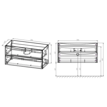 Тумба под раковину Vincea Mia 1000 подвесная, 2 выкатных ящика soft close, Beton