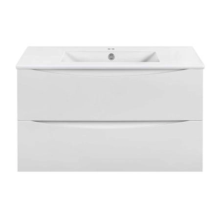 Тумба под раковину Vincea Mia Slim 900 подвесная, 2 выкатных ящика soft close, G.White