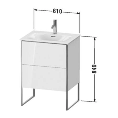 Duravit XSquare Тумба с раковиной 61х59.2x47.8см., напольная, 2 яшика, встроенные ножки с регулировкой по высоте, цвет: Flannel Grey SaM