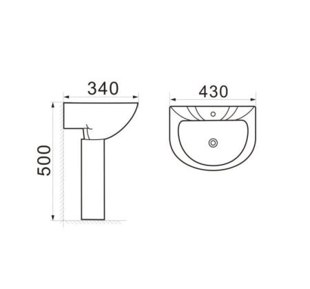 Раковина SantiLine SL-2115 36x34 подвесная керамическая белый с рисунком