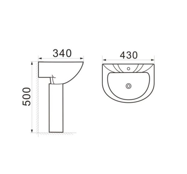 Раковина SantiLine SL-2115 36x34 подвесная керамическая белый с рисунком