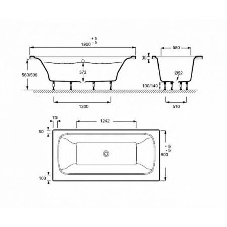 Ванна Jacob Delafon ELITE E6D033RU-00 190x90 см