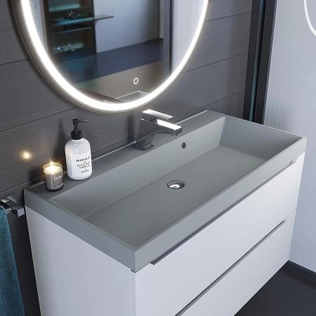 Раковина кварцевая Uperwood Classic Quartz 90 см, серая матовая, платина