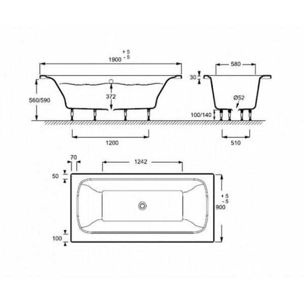 Ванна Jacob Delafon ELITE E6D033RU-00 190x90 см