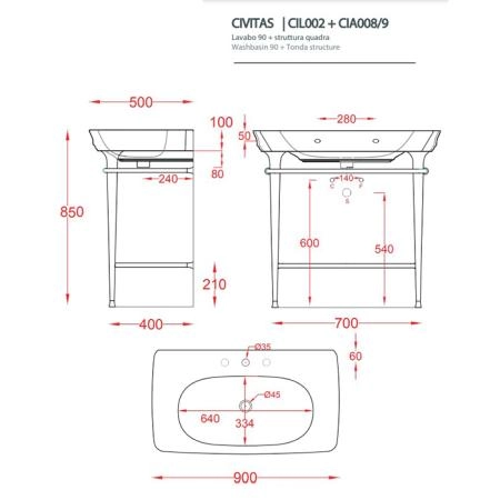 Artceram CIVITAS Структура металлическая 90х40см Tonda, полка сетка, напольная, цвет: хром