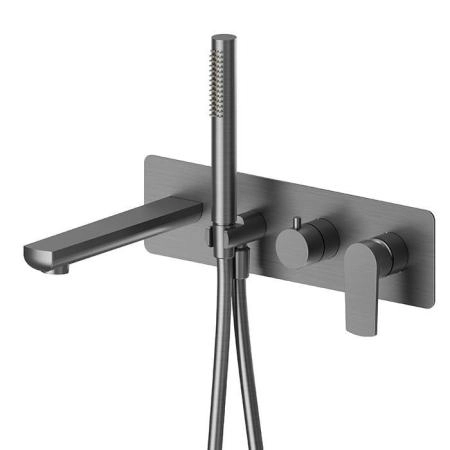 Newform Haka Смеситель для ванны, встраиваемый, с душевым гарнитуром, цвет: PVD brushed gun metal