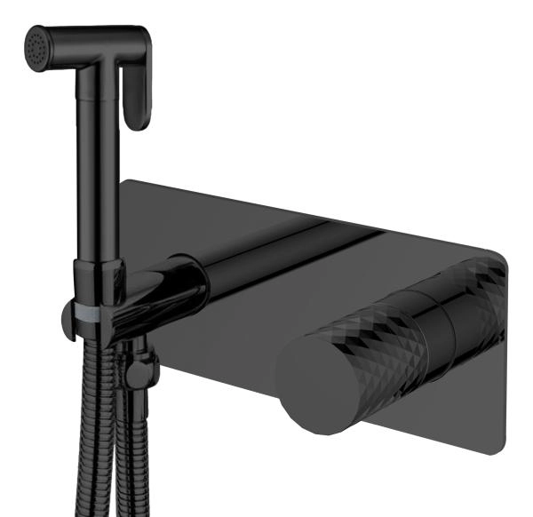 Смеситель гигиенический Boheme STICK DIAMOND Matt Black_Комплект 127-BB