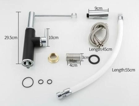 Смеситель для кухни Frap F4452-7 белый-черный, гибкий излив