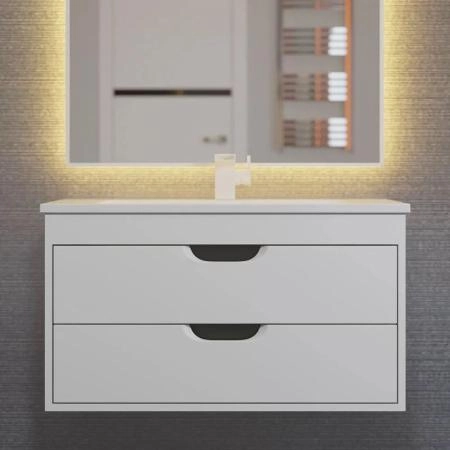 Тумба с раковиной для ванной Uperwood Modul 80 см, подвесная, матовая, белая/графит