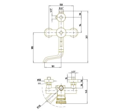 Душевая система Bronze de Luxe WINDSOR (10120DF) бронза