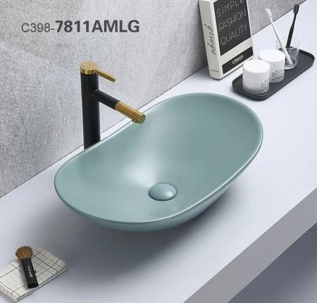 Раковина Ceramalux NC 61x36 зеленый, 7811AMLG-6 овальная
