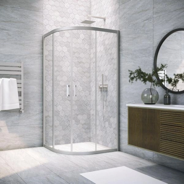 Душевой уголок Vegas-glass ZS NOVO h2000 100 07 01, профиль матовый хром, стекло прозрачное