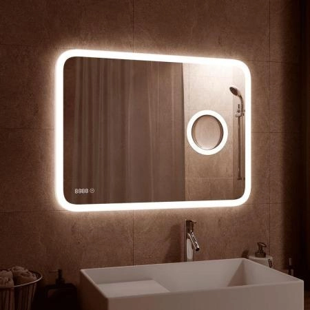 Зеркало Континент Bliss LED 1200х700 c часами ЗЛП333