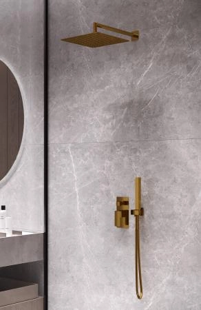 Смеситель встроенный для душа Boheme QUBIC Matt Gold 474-3-MG