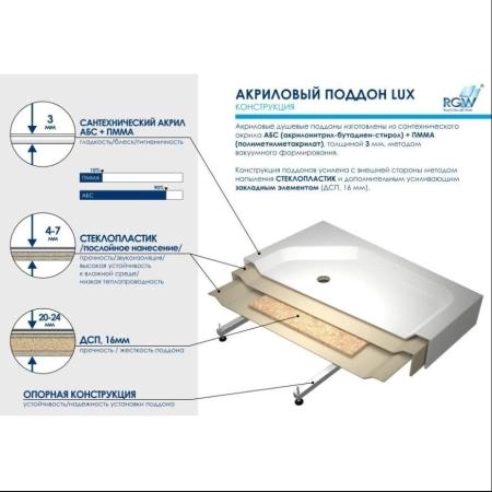 Душевой поддон прямоугольный RGW LUX/TN (Литой экран) 700x900 16180279-21 акрил