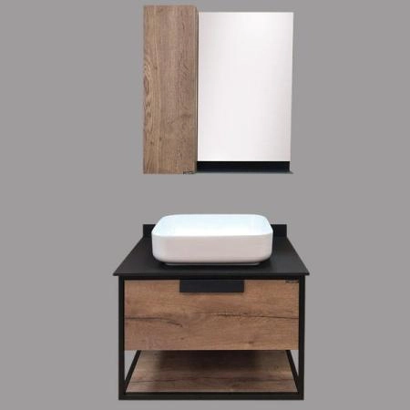 Зеркало шкаф Comforty Кёльн-75 дуб темный