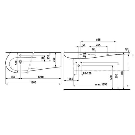 Laufen Alessi One Раковина 160х50х16.5 см, 1 отв., покрытие LCC, цвет: белый