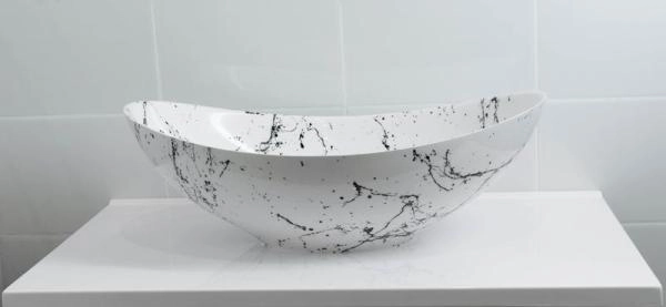 Раковина накладная Marko Ореол Белый Мрамор 578мм*380мм*160мм