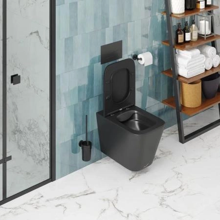 Унитаз Cerutti SPA MAIELLA Aria MB подвесной безободковый черный матовый CT9163 (500х350х320)