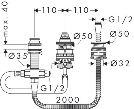 Hansgrohe 13439180 Скрытая часть смесителя на 3 отверстия