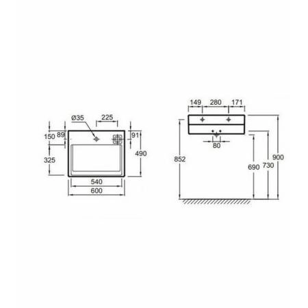 Раковина Jacob Delafon TERRACE EXE112-00 60 см подвесная