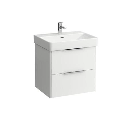 Laufen Base Тумба подвесная 57х44х53см, с раковиной, с 2 выдвиж. ящиками, с механизмом мягкого закрывания, цвет: белый матовый