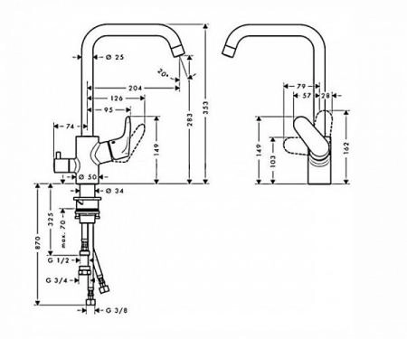 Смеситель для кухни Hansgrohe Focus E2 31823000 хром