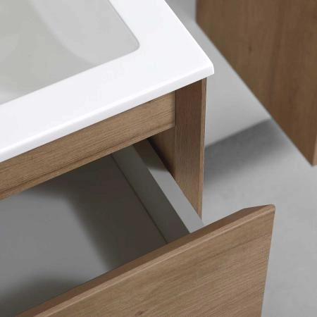 Тумба под раковину Vincea Luka 600 подвесная, 2 выкатных ящика soft-close, N.Oak