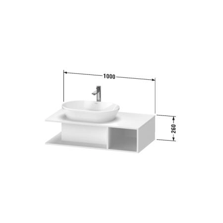 Duravit D-Neo Тумбочка подвесная компакт 100x55х26 см., раковина, 1 открытое отделение на правой стороне, цвет: Black Oak