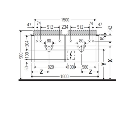 Duravit Happy D.2 Plus Тумба подвесная 160x55х35.4см, с 2 раковинами и 2 ящиками, цвет: stone grey satin matt