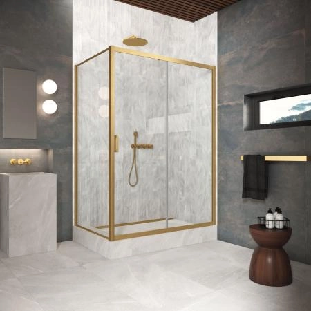 Душевой уголок Vegas-glass ZP+ZPV Protec 165*95 03 01, профиль золото матовое, стекло прозрачное