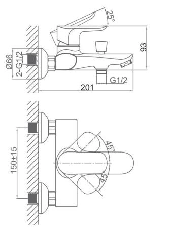 Смеситель для ванны D&K Venice Baciano (DA1033201)