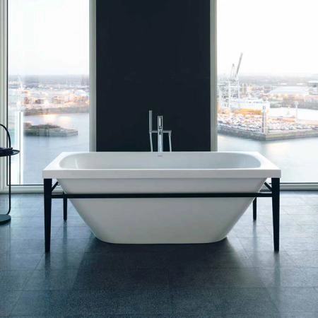 Duravit XViu Ванна отдельностоящая 1600х800мм, акриловая бесшовная панель, слив-перелив,, цвет: матовый черный