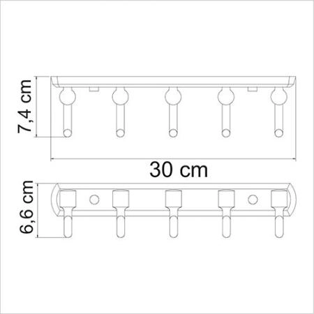 Крючок WasserKraft Oder K-3075 5 крючков хром