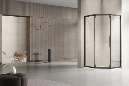 Душевой уголок Vincea Show VSP1-4SH100CLB, 1000*1000, черный, стекло прозрачное