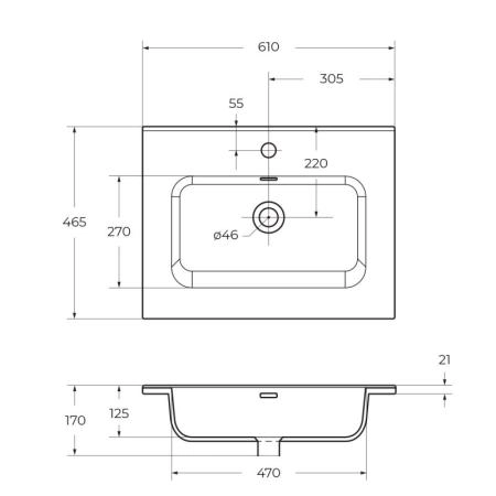 керамическая Раковина , 600x500x180 Bianco BB600ETL