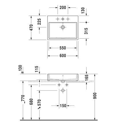 Duravit Vero Air Раковина 60х47см., подвесная, без перелива, с 1 отв. цвет: белый