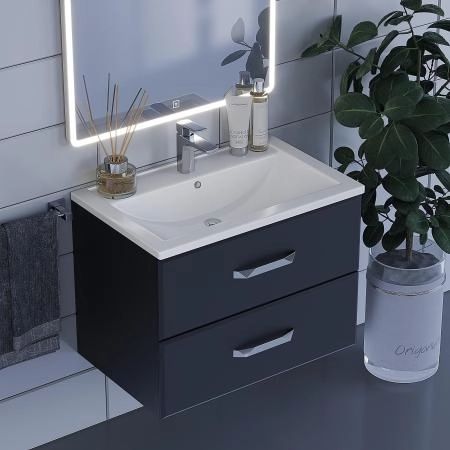 Тумба с раковиной для ванной Uperwood Foster 70 см, подвесная, черная