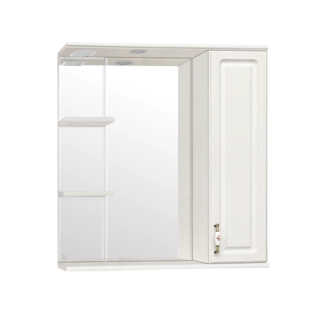 Зеркальный шкаф Style Line Elfante Олеандр-2 75/С с подсветкой, рельеф пастель