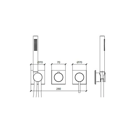 Almar Modular Смеситель для ванны, настенный, с ручным душем и шлангом, цвет: хром