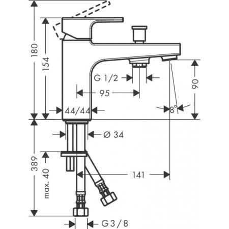 Hansgrohe 71463000 Vernis Shape Смеситель для ванны Monotrou, с переключателем, хром