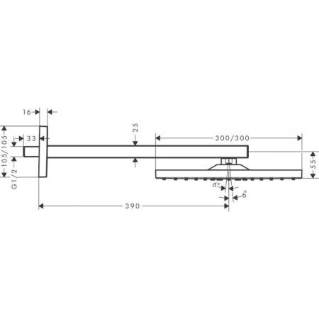 Hansgrohe 26238340 Raindance E Верхний душ 300х300 мм, 1 режим RainAir, боковой кроншт.390 мм, шлифованый черный хром