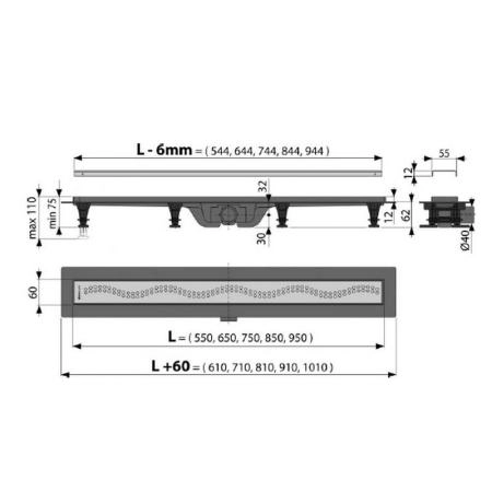 Душевой лоток AlcaPlast APZ8-550M Simple