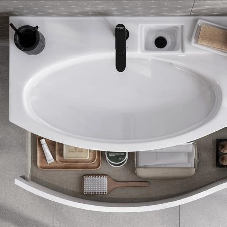 Kerama Marazzi Riva Тумба подвесная 100см, левая, с раковиной, цвет: белый матовый